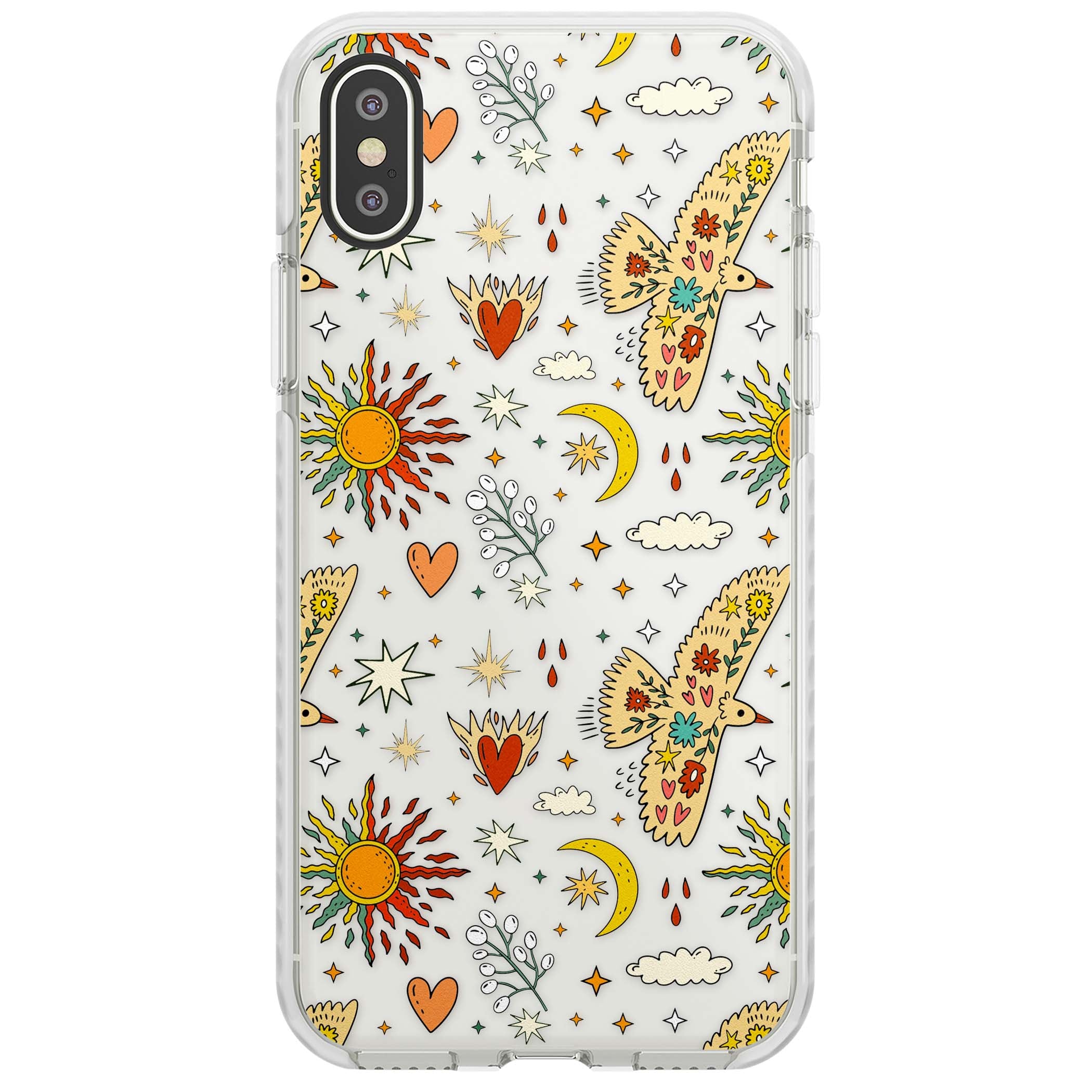 Elevate Your Phone'S Style With This Boho Celestial Sun & Eye Phone Case, Featuring A Mystical Blend Of Suns, All-Seeing Eyes, Butterflies, Stars, And