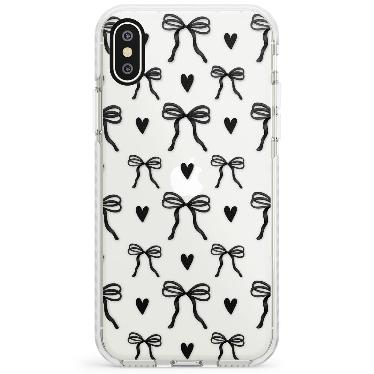 Black Bows & Hearts Impact Phone Case for iPhone X XS Max XR
