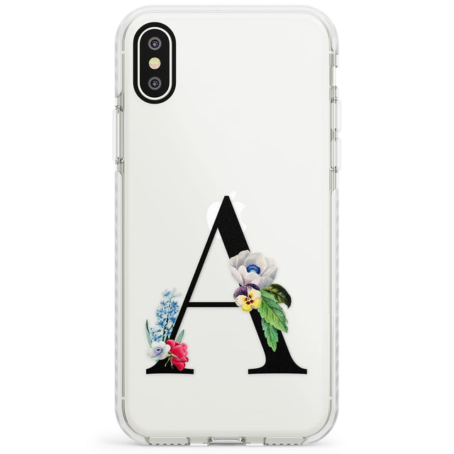 Personalised Floral Initial Impact Phone Case for iPhone X XS Max XR