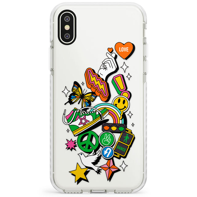 Nostalgic Sticker Collage Impact Phone Case for iPhone X XS Max XR