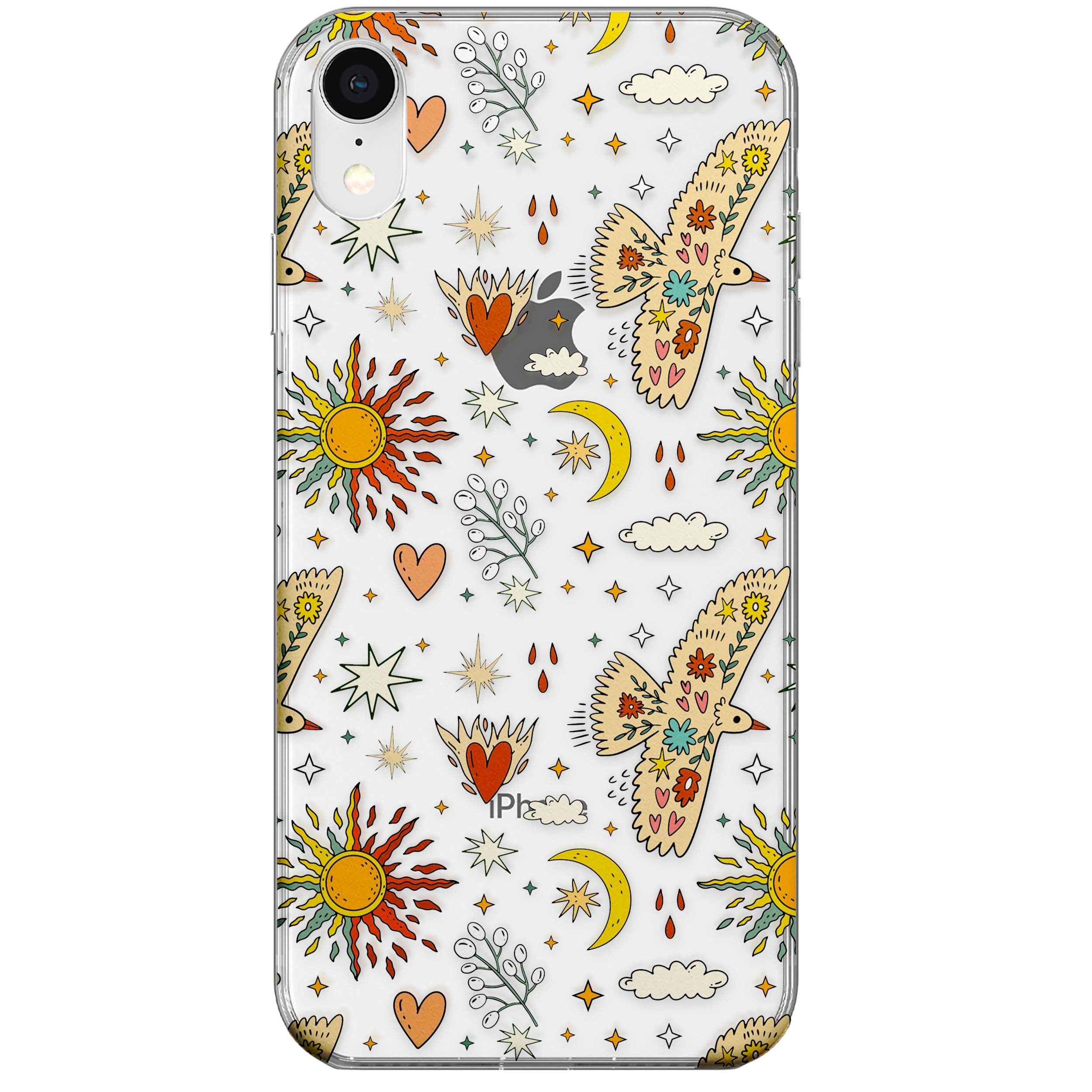 Elevate Your Phone'S Style With This Boho Celestial Sun & Eye Phone Case, Featuring A Mystical Blend Of Suns, All-Seeing Eyes, Butterflies, Stars, And