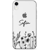 Personalised Black Wildflowers Phone Case for iPhone X, XS Max, XR