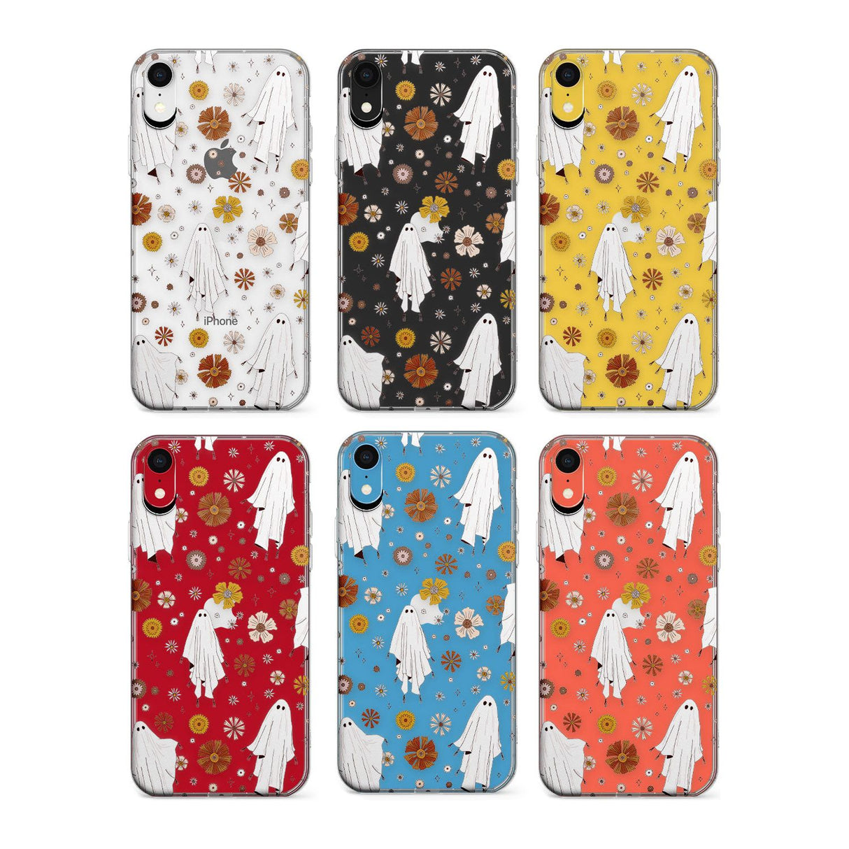 Halloween Skulls and Flowers Phone Case for iPhone X XS Max XR