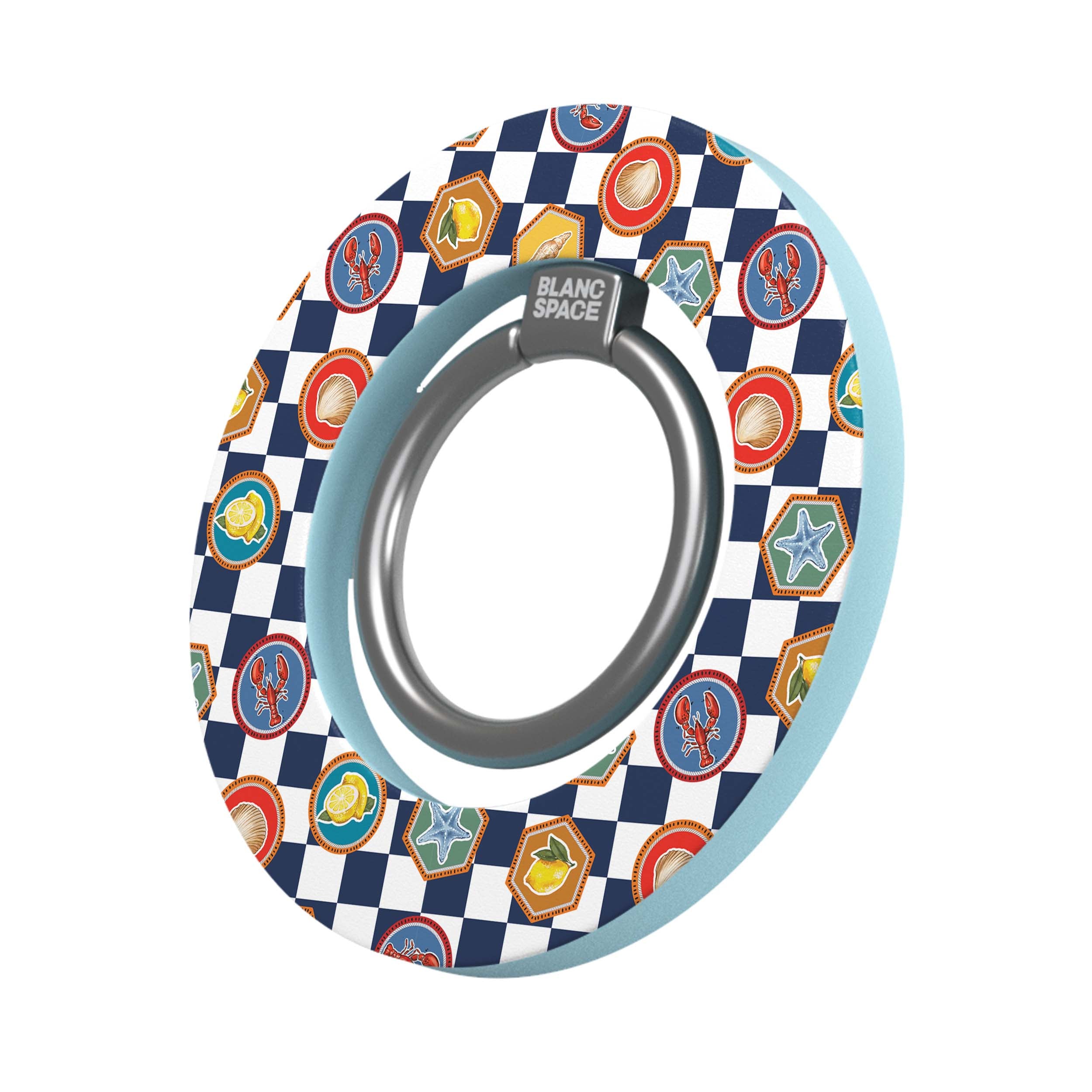 Coastal Italian Check Pattern Magsafe Grip Magsafe Grip Blue