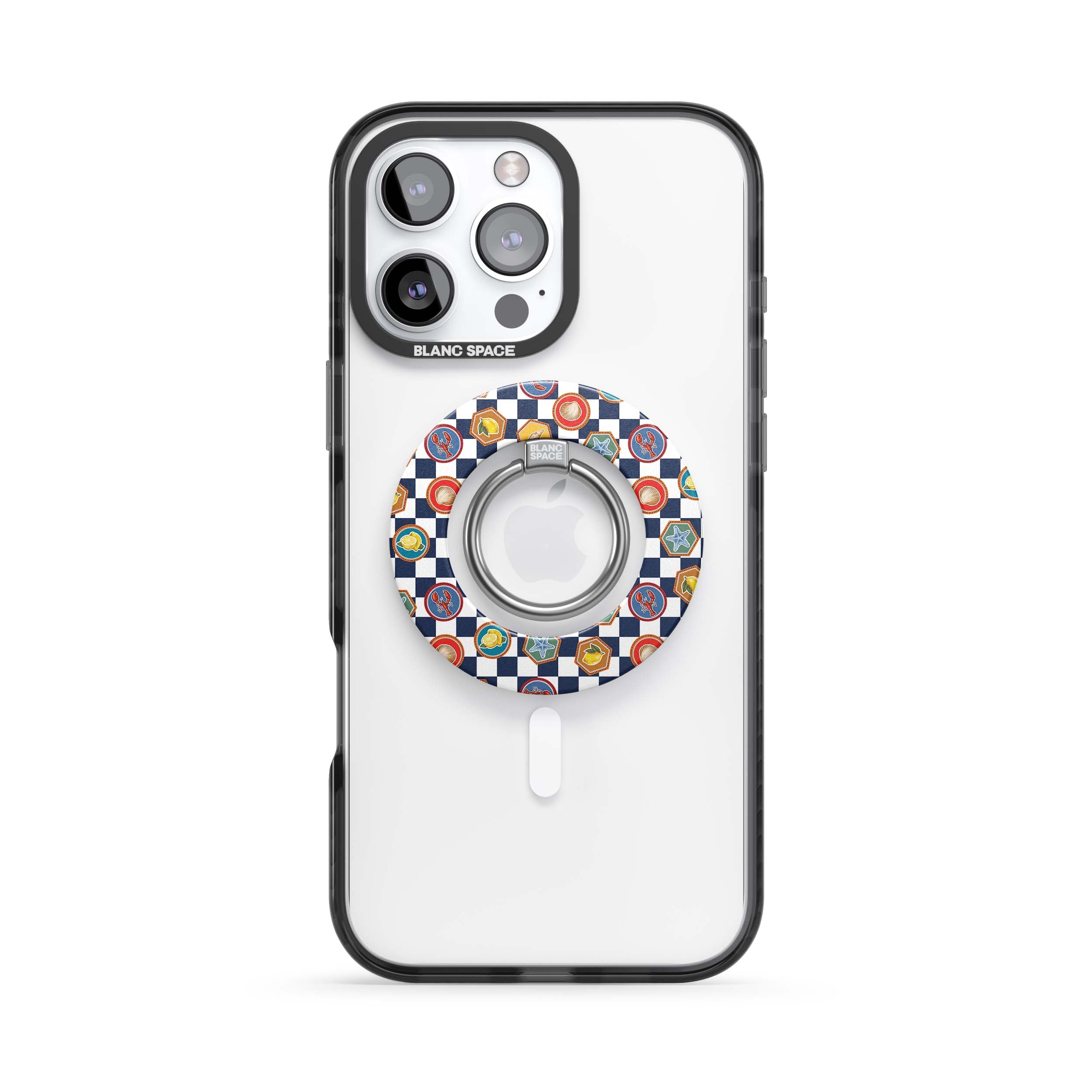 Coastal Italian Check Pattern Magsafe Grip Magsafe Grip White