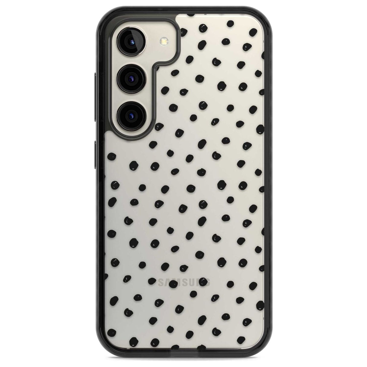 Messy Black Dot Pattern Phone Case Samsung S22 / Black Impact Case,Samsung S23 / Black Impact Case Blanc Space