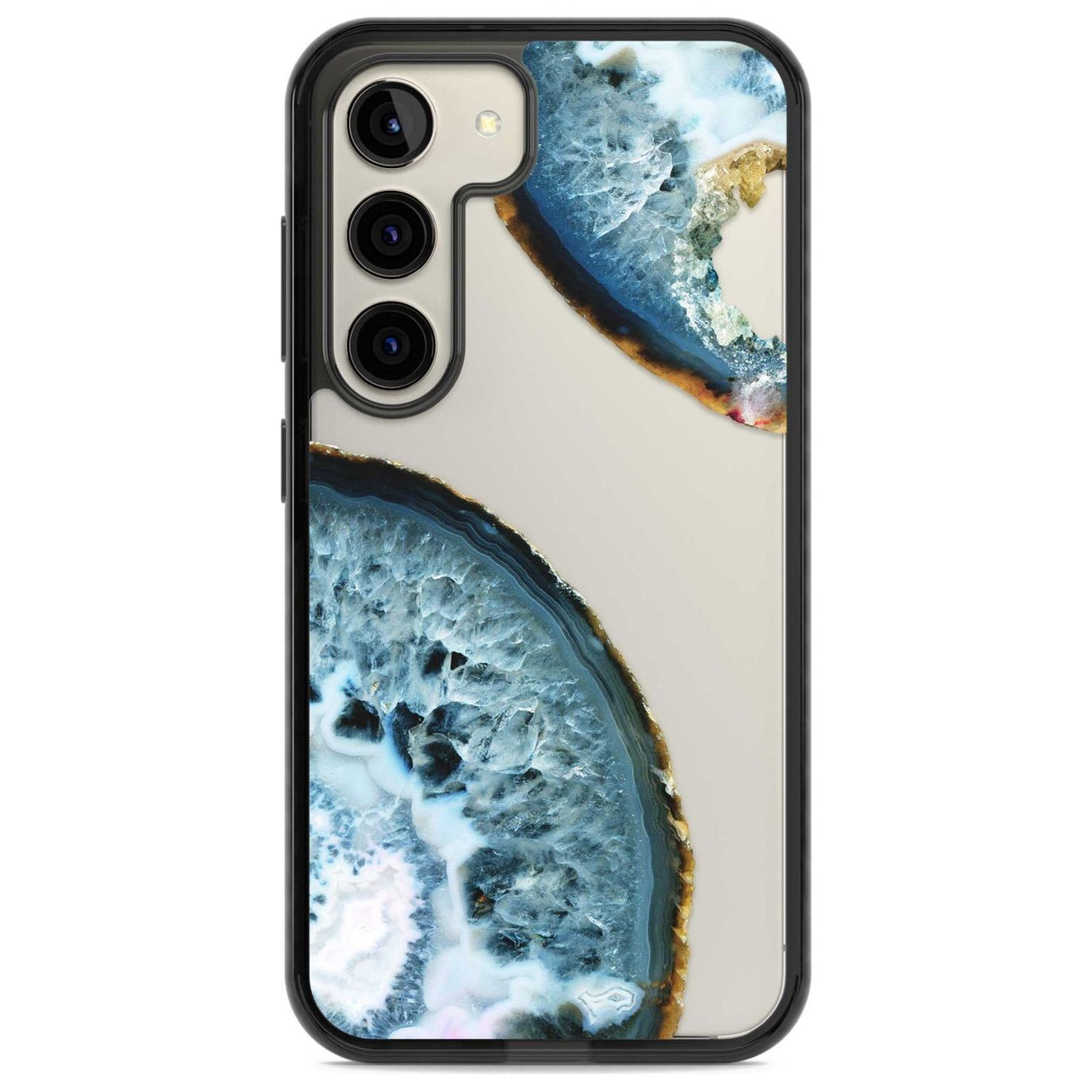 Blue, White & Yellow Agate Gemstone Phone Case Samsung S22 / Black Impact Case,Samsung S23 / Black Impact Case Blanc Space