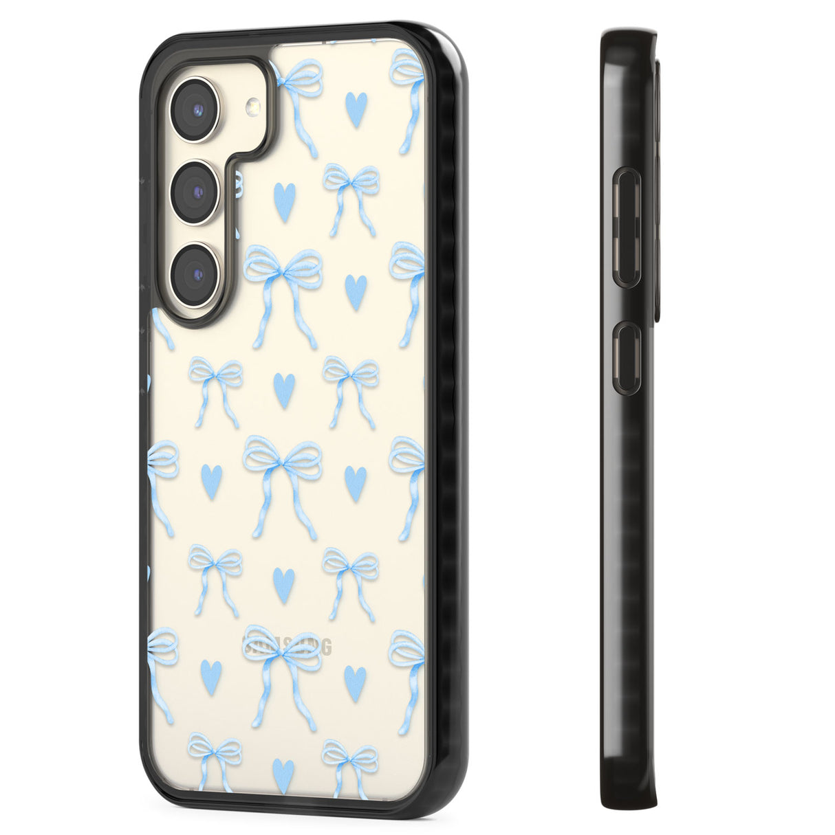 Blue Bows & Hearts Impact Phone Case for Samsung Galaxy S24, Samsung Galaxy S23, Samsung Galaxy S22