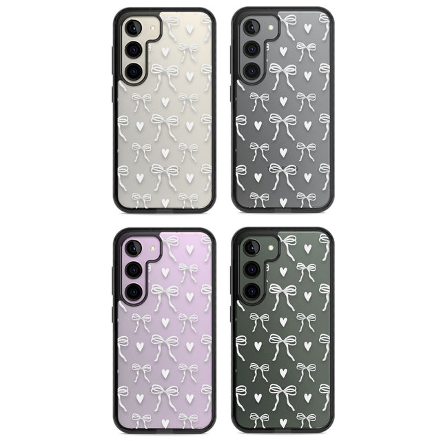 White Bows & Hearts Impact Phone Case for Samsung Galaxy S24, Samsung Galaxy S23, Samsung Galaxy S22