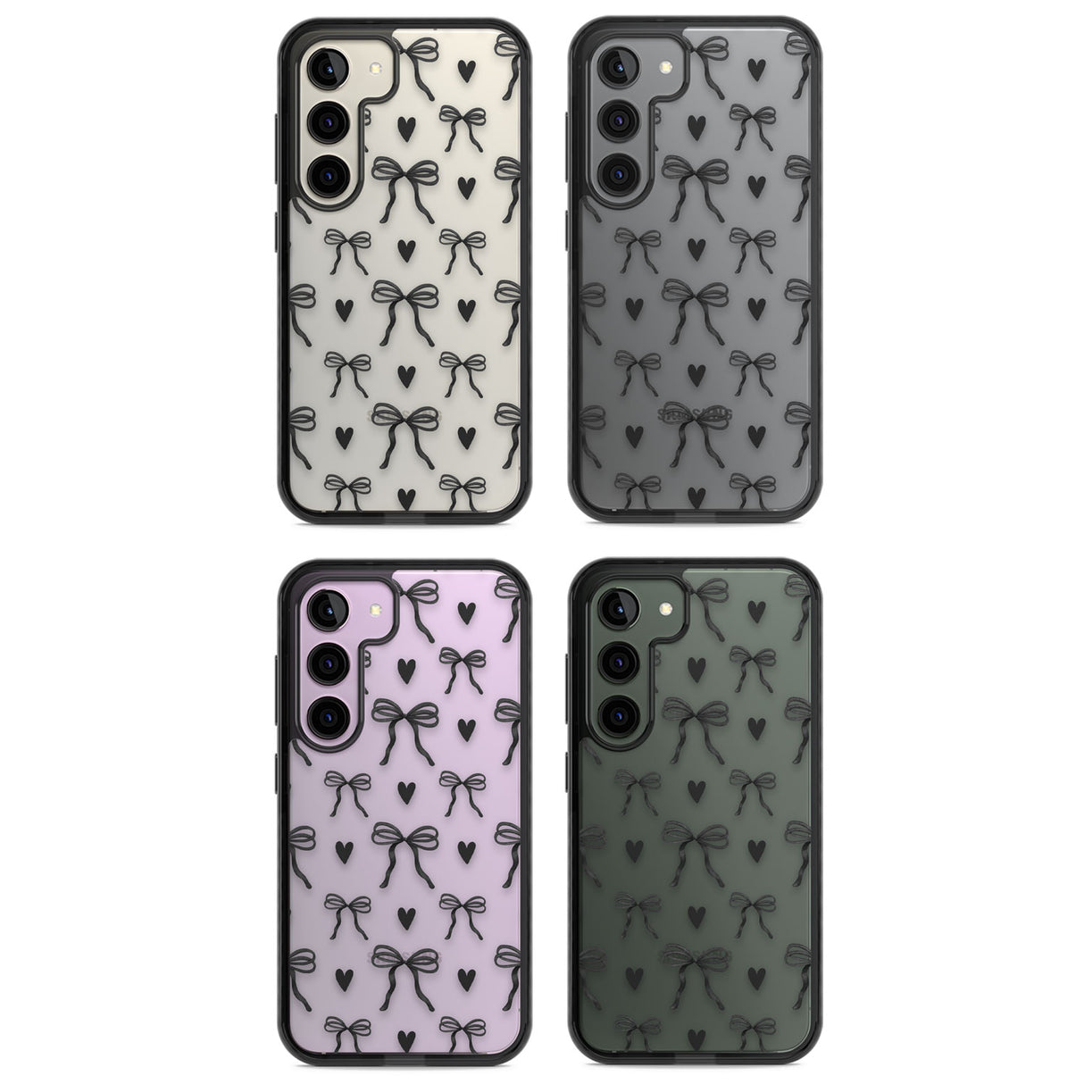 Black Bows & Hearts Impact Phone Case for Samsung Galaxy S24, Samsung Galaxy S23, Samsung Galaxy S22