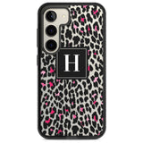 Personalised Pink Monogram Leopard Spots Custom Phone Case Samsung S22 / Black Impact Case,Samsung S23 / Black Impact Case Blanc Space