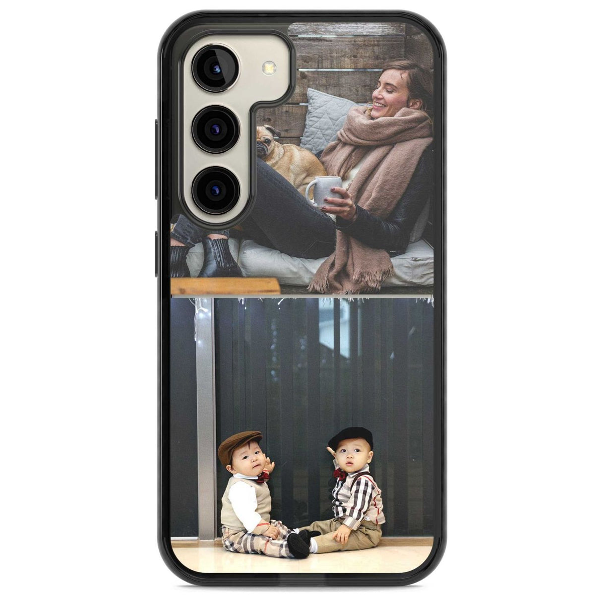 Personalised 2 Photo Grid Custom Phone Case Samsung S22 / Black Impact Case,Samsung S23 / Black Impact Case Blanc Space