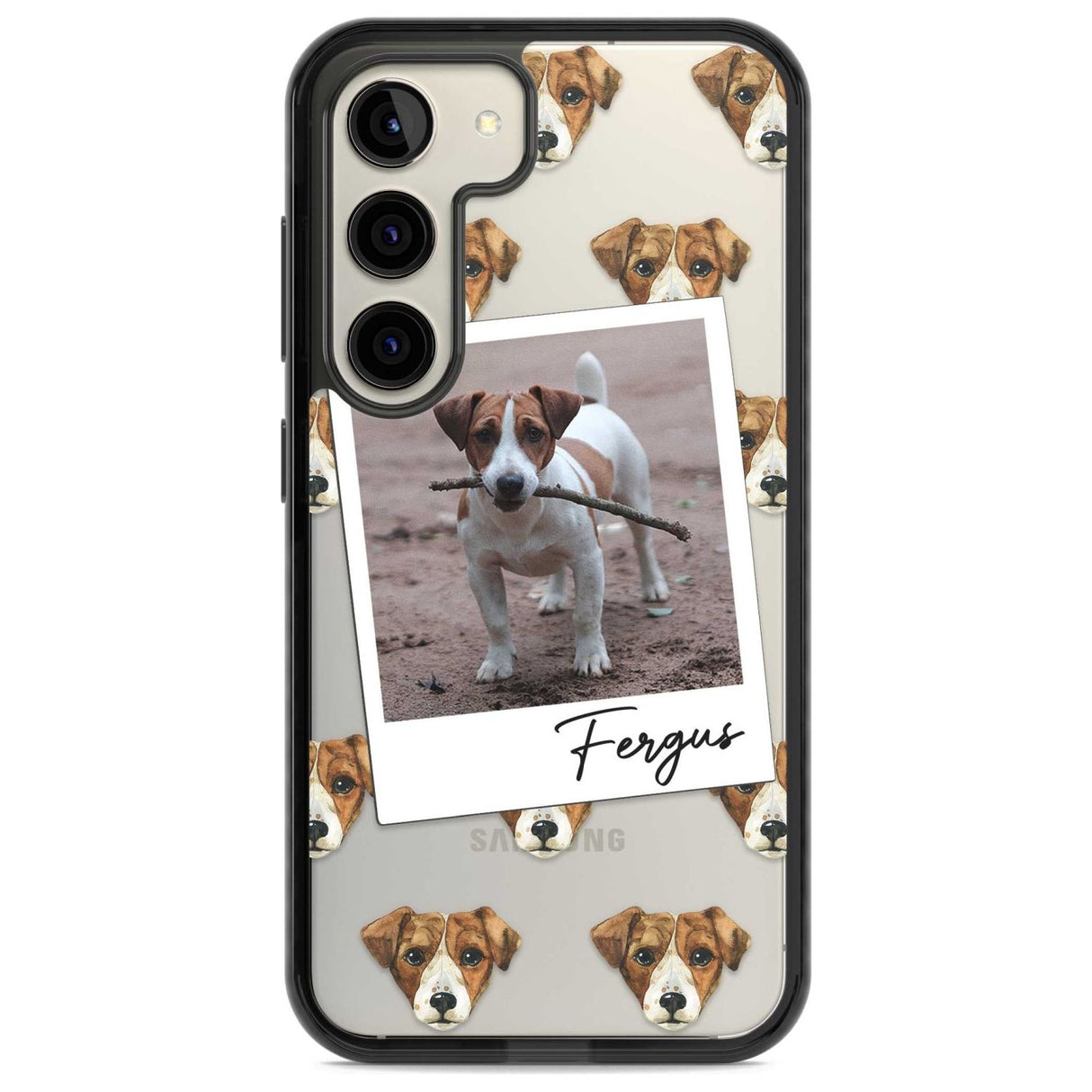 Personalised Jack Russell - Dog Photo Custom Phone Case Samsung S22 / Black Impact Case,Samsung S23 / Black Impact Case Blanc Space