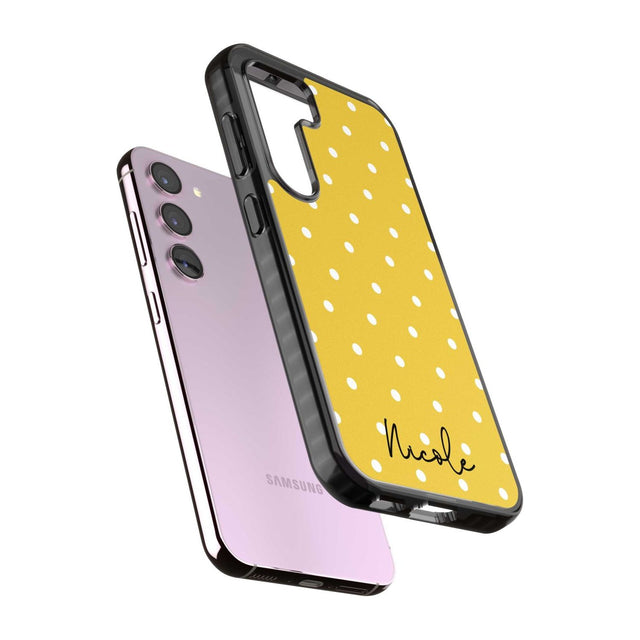 Personalised Yellow Polka Dot Custom Phone Case iPhone 15 Pro Max / Black Impact Case,iPhone 15 Plus / Black Impact Case,iPhone 15 Pro / Black Impact Case,iPhone 15 / Black Impact Case,iPhone 15 Pro Max / Impact Case,iPhone 15 Plus / Impact Case,iPhone 15 Pro / Impact Case,iPhone 15 / Impact Case,iPhone 15 Pro Max / Magsafe Black Impact Case,iPhone 15 Plus / Magsafe Black Impact Case,iPhone 15 Pro / Magsafe Black Impact Case,iPhone 15 / Magsafe Black Impact Case,iPhone 14 Pro Max / Black Impact Case,iPhone 