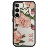 Personalised Clear Vintage Floral Pale Pink Peonies Custom Phone Case Samsung S22 / Black Impact Case,Samsung S23 / Black Impact Case Blanc Space