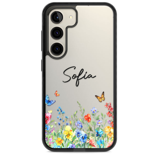 Personalised Buterflies & Wildflowers Impact Phone Case for Samsung Galaxy S24, Samsung Galaxy S23, Samsung Galaxy S22