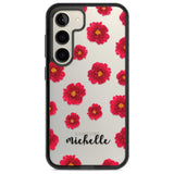 Personalised Red Peonies & Cursive Custom Phone Case Samsung S22 / Black Impact Case,Samsung S23 / Black Impact Case Blanc Space