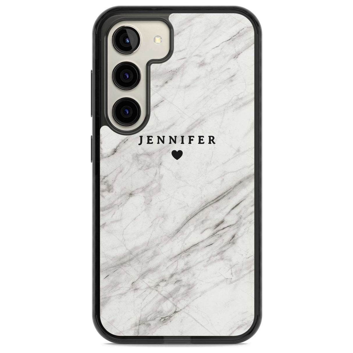 Personalised Light Grey & White Marble Texture Custom Phone Case Samsung S22 / Black Impact Case,Samsung S23 / Black Impact Case Blanc Space