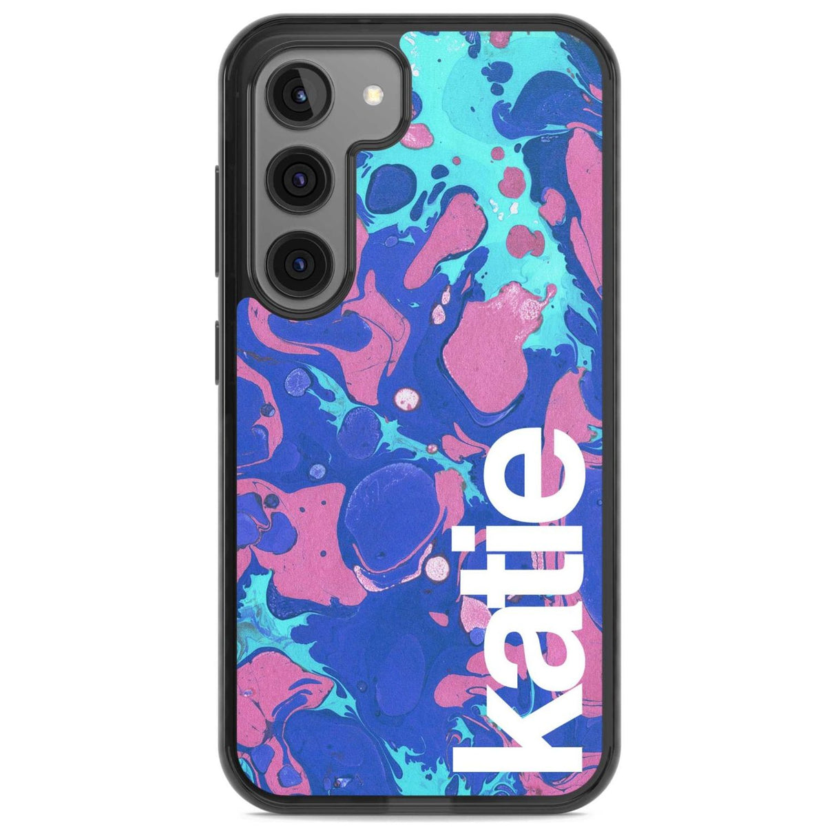 Personalised Navy, Turquoise + Purple - Marbled Custom Phone Case Samsung S22 / Black Impact Case,Samsung S23 / Black Impact Case Blanc Space