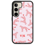 Personalised + Red & Pink Cheetah Custom Phone Case Samsung S22 / Black Impact Case,Samsung S23 / Black Impact Case Blanc Space