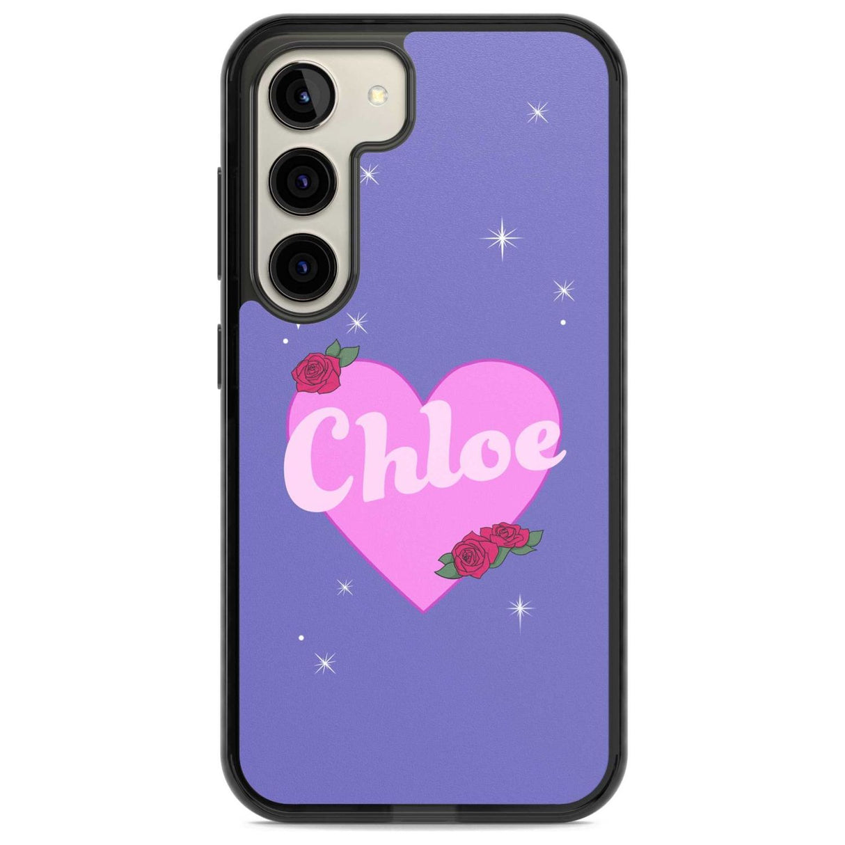 Personalised Glamorous Love Heart Custom Phone Case Samsung S22 / Black Impact Case,Samsung S23 / Black Impact Case Blanc Space