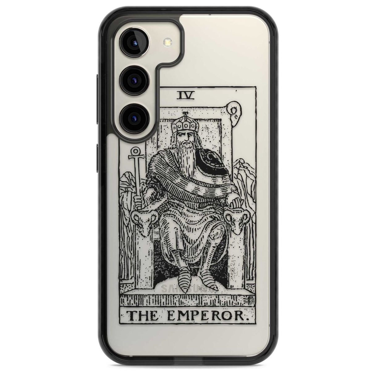 Personalised The Emperor Tarot Card - Transparent Custom Phone Case Samsung S22 / Black Impact Case,Samsung S23 / Black Impact Case Blanc Space