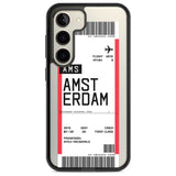 Personalised Amsterdam Boarding Pass Custom Phone Case Samsung S22 / Black Impact Case,Samsung S23 / Black Impact Case Blanc Space