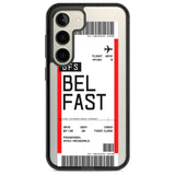 Personalised Belfast Boarding Pass Custom Phone Case Samsung S22 / Black Impact Case,Samsung S23 / Black Impact Case Blanc Space