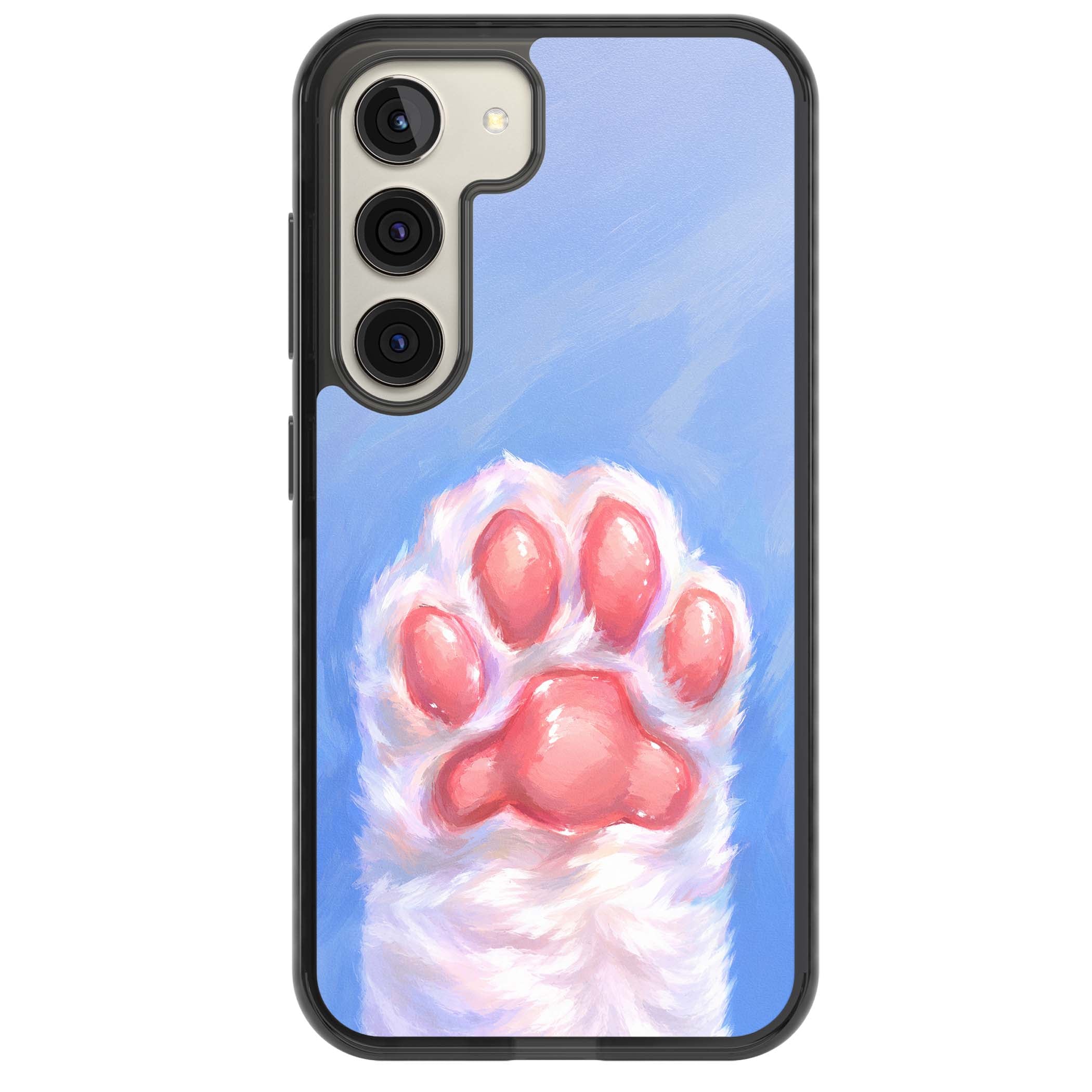 Soft White Paw cute iPhone case | Black Impact case for Samsung Galaxy S24, Samsung Galaxy S23, Samsung Galaxy S22