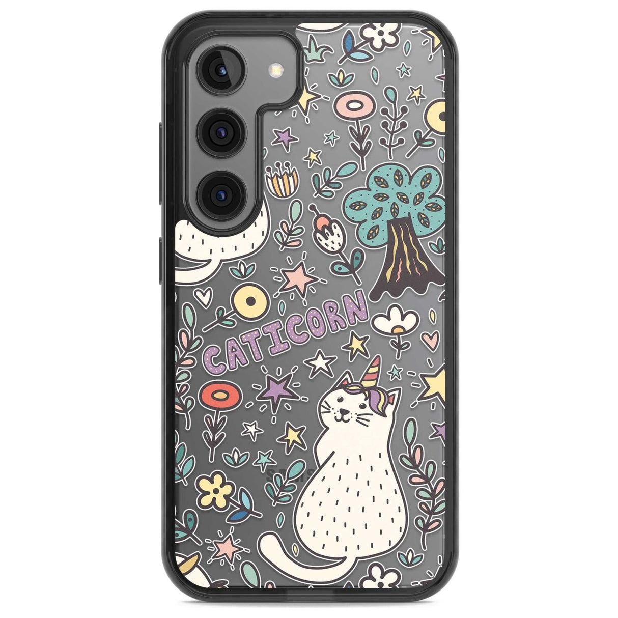 Caticorn pattern Phone Case Samsung S22 / Black Impact Case,Samsung S23 / Black Impact Case Blanc Space