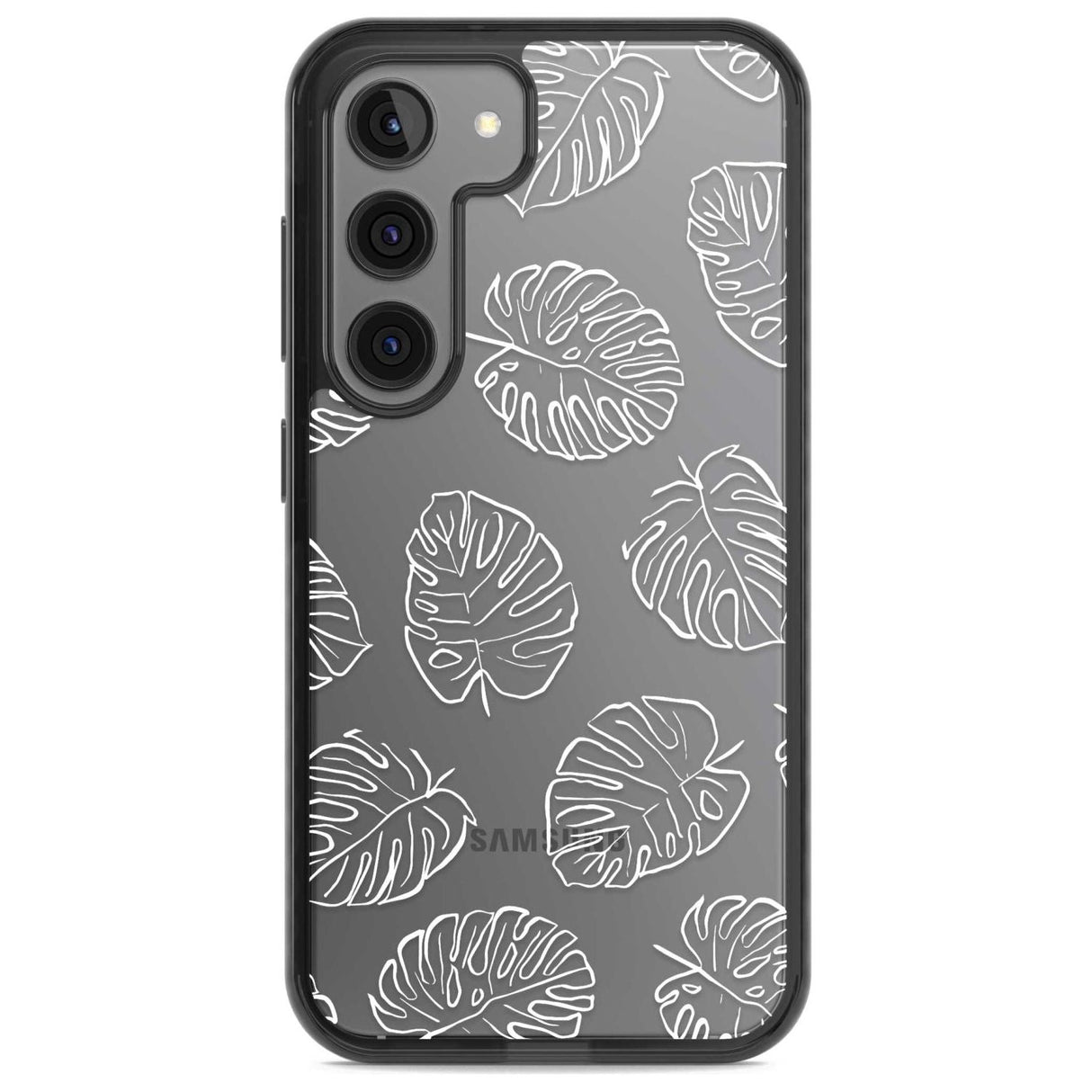 Monstera Leaves Phone Case Samsung S22 / Black Impact Case,Samsung S23 / Black Impact Case Blanc Space