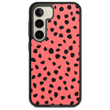 Black on Salmon Pink Dalmatian Polka Dot Spots Phone Case Samsung S22 / Black Impact Case,Samsung S23 / Black Impact Case Blanc Space