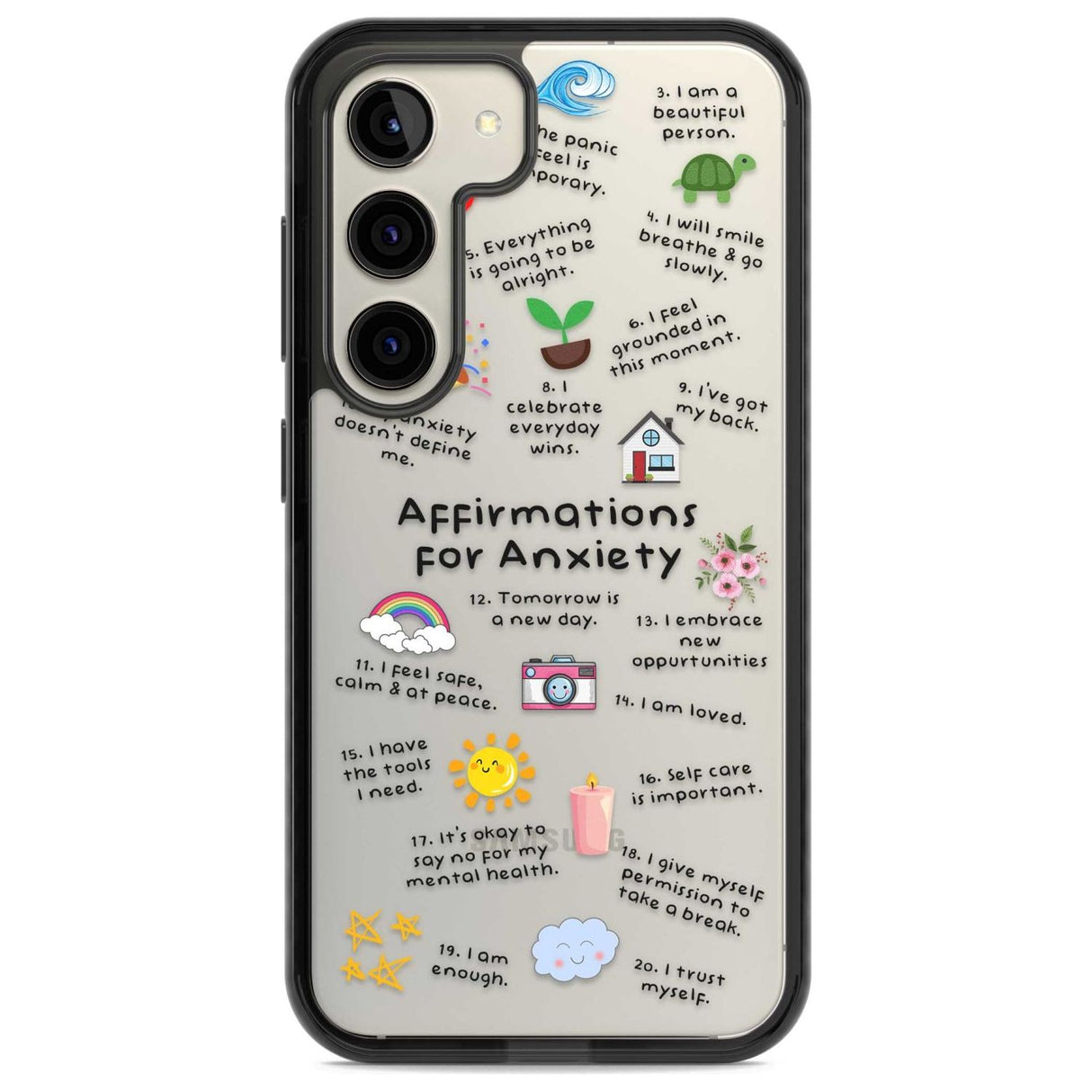 Anxiety Black Text Phone Case Samsung S22 / Black Impact Case,Samsung S23 / Black Impact Case Blanc Space