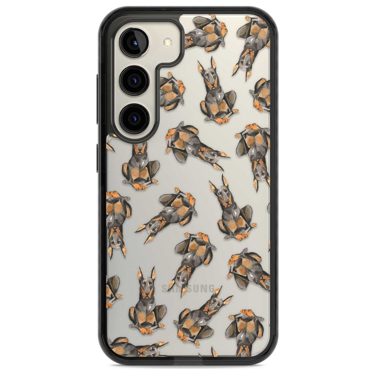 Doberman Watercolour Dog Pattern Phone Case Samsung S22 / Black Impact Case,Samsung S23 / Black Impact Case Blanc Space