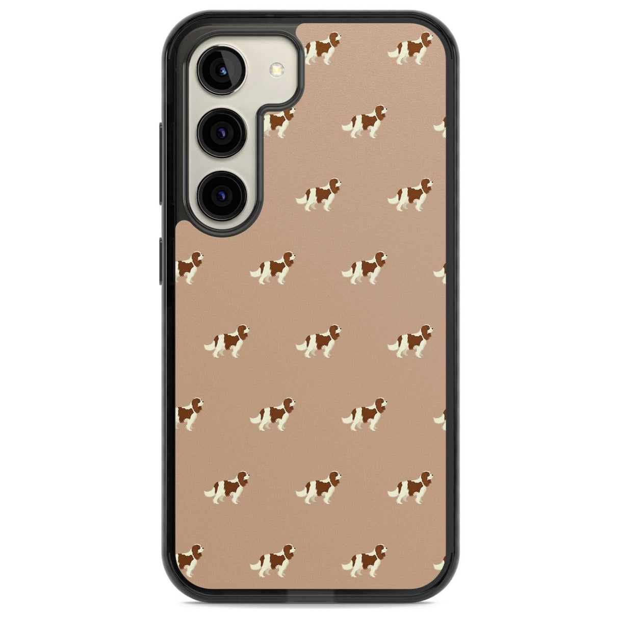 Cavalier King Charles Spaniel Pattern Phone Case Samsung S22 / Black Impact Case,Samsung S23 / Black Impact Case Blanc Space