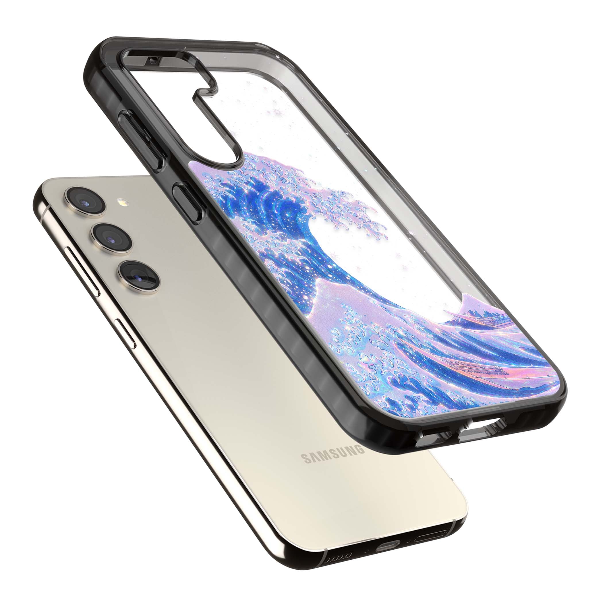 The Great Wave In Opal japanese iPhone case | Black Impact case for Samsung Galaxy S24, Samsung Galaxy S23, Samsung Galaxy S22