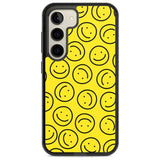 Happy Face Pattern Phone Case Samsung S22 / Black Impact Case,Samsung S23 / Black Impact Case Blanc Space