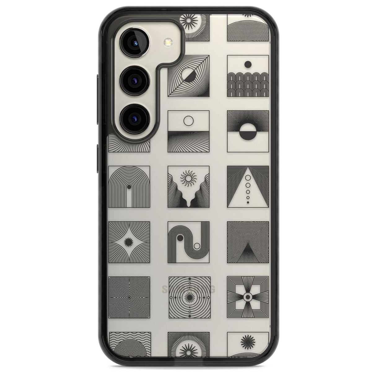 Abstract Lines: Mixed Pattern #1 Phone Case Samsung S22 / Black Impact Case,Samsung S23 / Black Impact Case Blanc Space