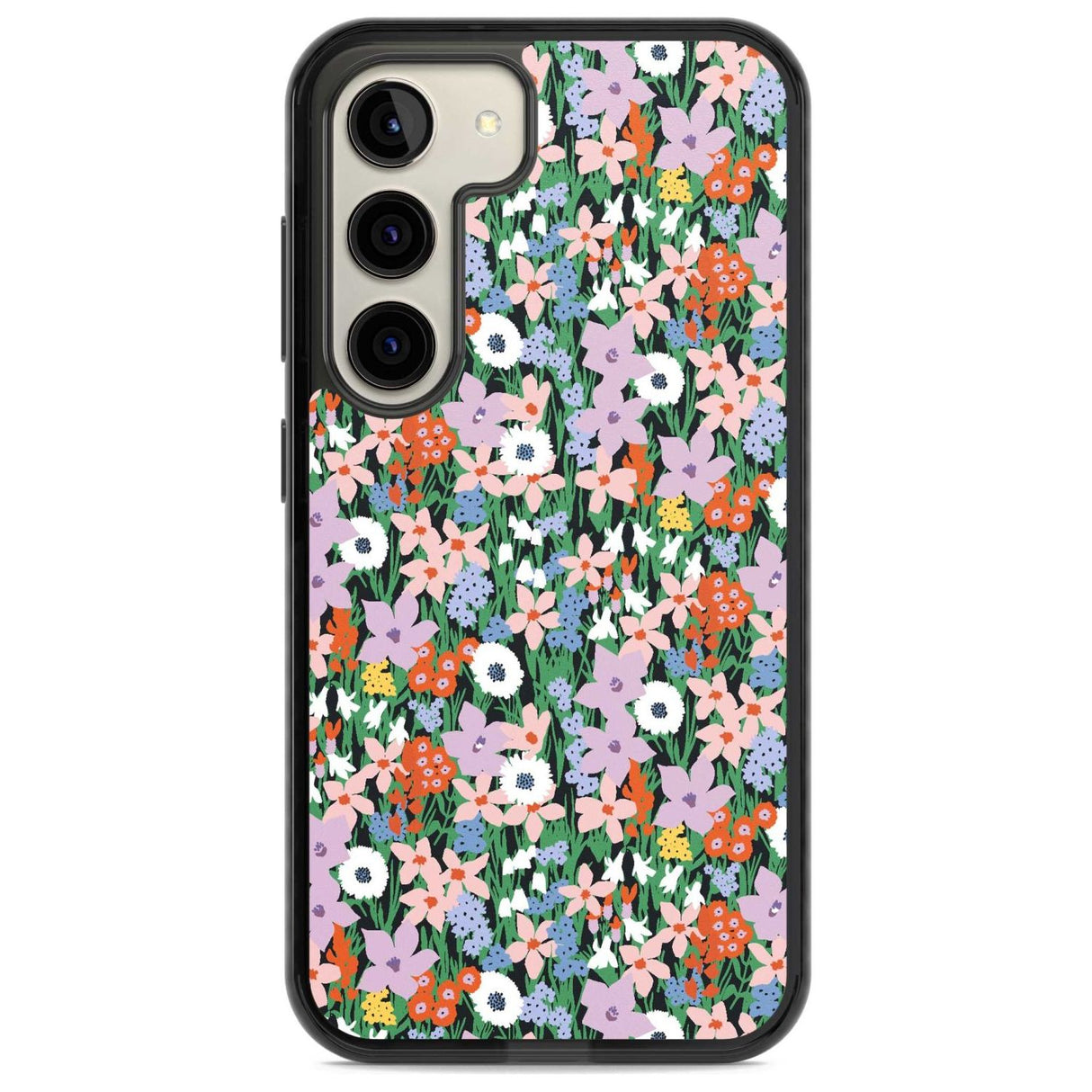 Jazzy Floral Mix: Solid Phone Case Samsung S22 / Black Impact Case,Samsung S23 / Black Impact Case Blanc Space