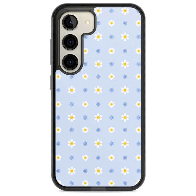 Pale Blue Daisies Phone Case Samsung S22 / Black Impact Case,Samsung S23 / Black Impact Case Blanc Space