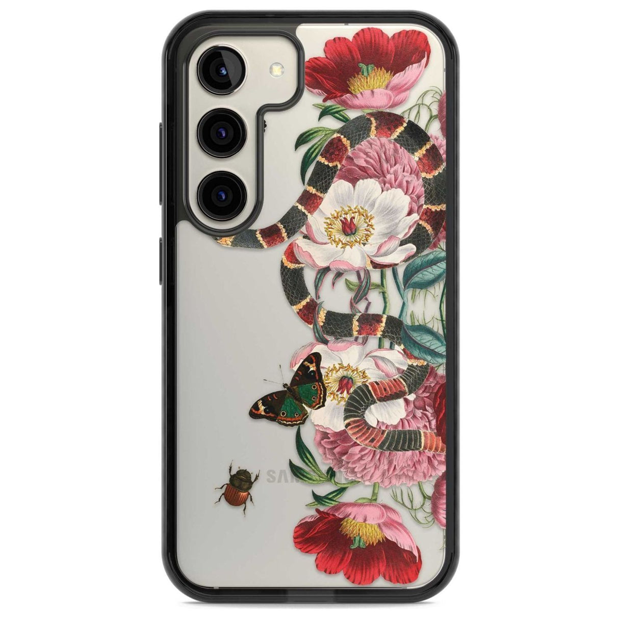 Floral Snake Phone Case Samsung S22 / Black Impact Case,Samsung S23 / Black Impact Case Blanc Space