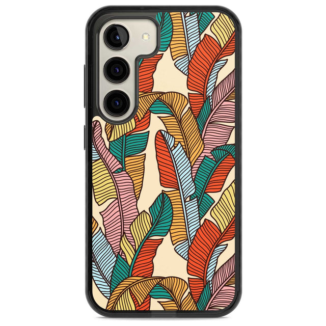 Pastel Palm Leaves Phone Case Samsung S22 / Black Impact Case,Samsung S23 / Black Impact Case Blanc Space