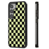 Black & Lime Check Impact Phone Case for Samsung Galaxy S24, Samsung Galaxy S23, Samsung Galaxy S22