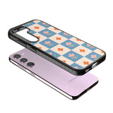 Vintage Bloom Checkered Impact Phone Case for Samsung Galaxy S24, Samsung Galaxy S23, Samsung Galaxy S22