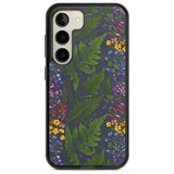 Busy Floral and Fern Design - Navy Phone Case Samsung S22 / Black Impact Case,Samsung S23 / Black Impact Case Blanc Space