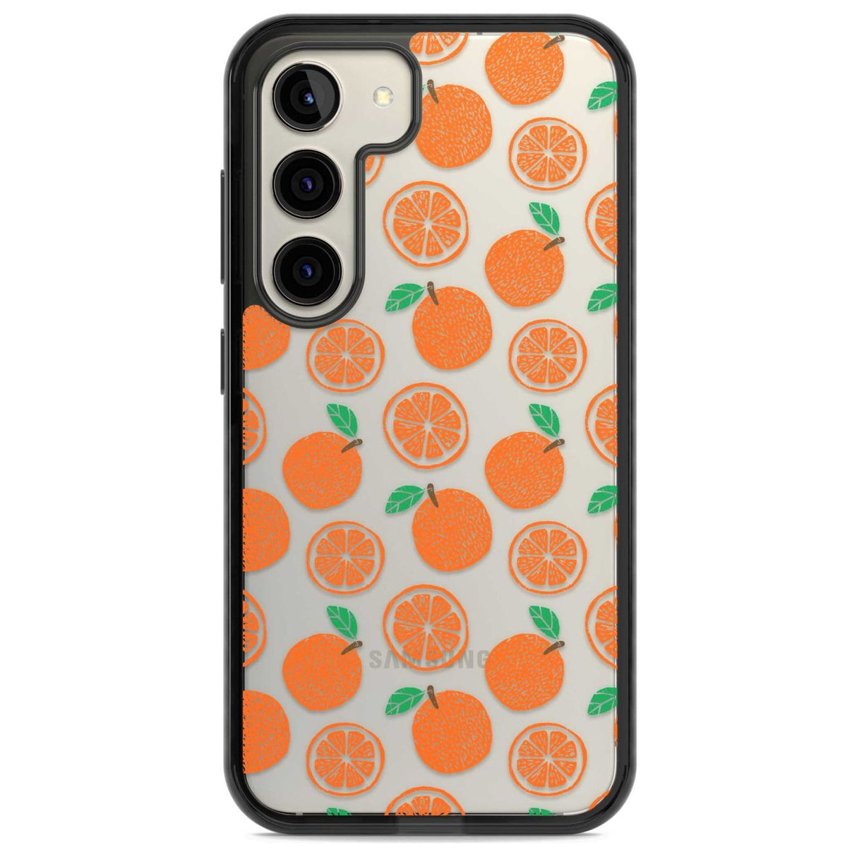 Orange Pattern Phone Case Samsung S22 / Black Impact Case,Samsung S23 / Black Impact Case Blanc Space