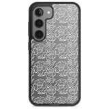 Funky Floral Patterns White on Clear Phone Case Samsung S22 / Black Impact Case,Samsung S23 / Black Impact Case Blanc Space