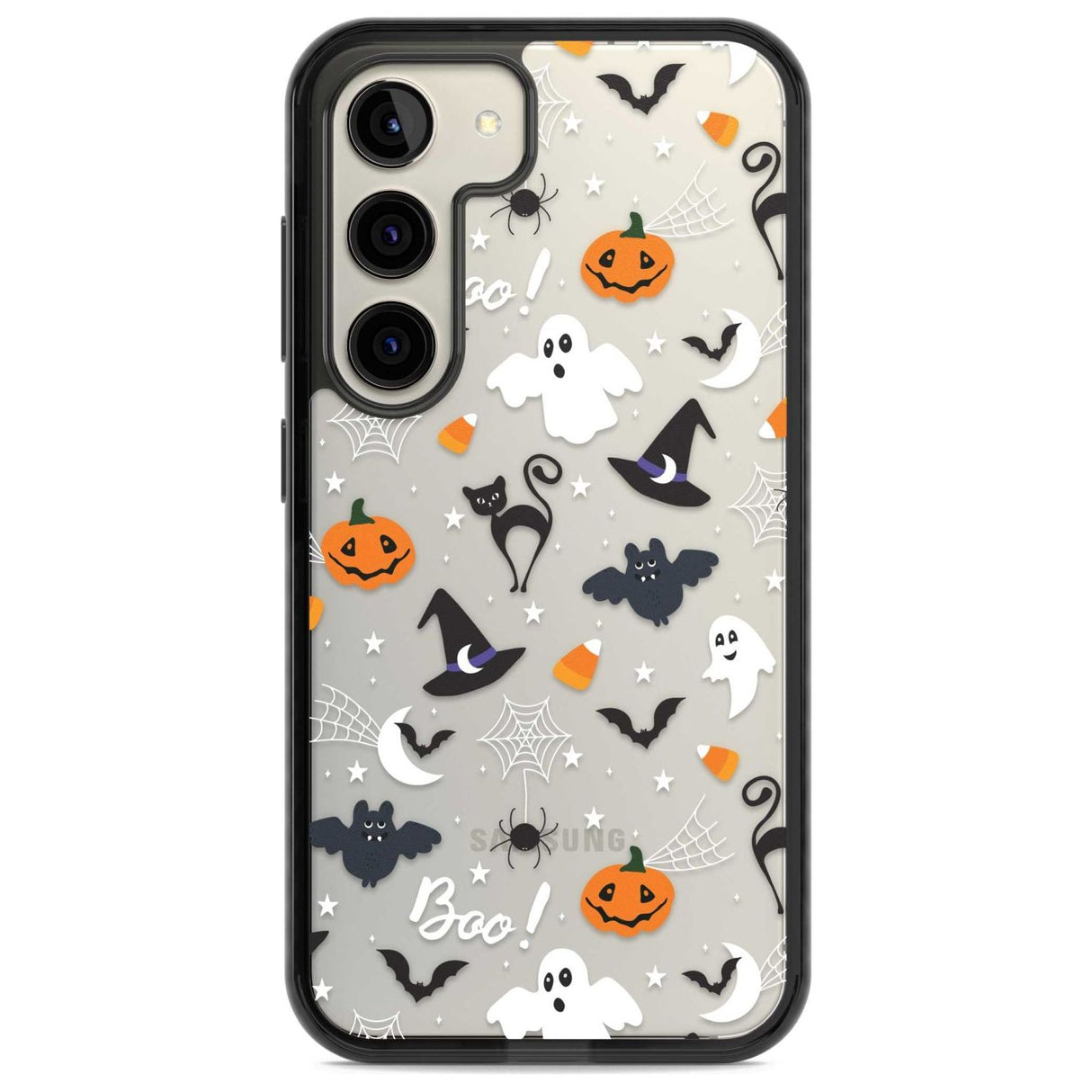 Halloween Mix Pattern Phone Case Samsung S22 / Black Impact Case,Samsung S23 / Black Impact Case Blanc Space