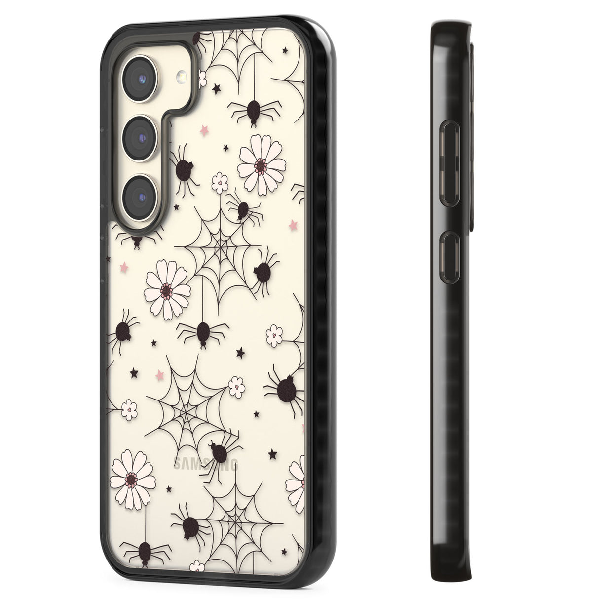 Spiders and Flowers Pattern Impact Phone Case for Samsung Galaxy S24, Samsung Galaxy S23, Samsung Galaxy S22