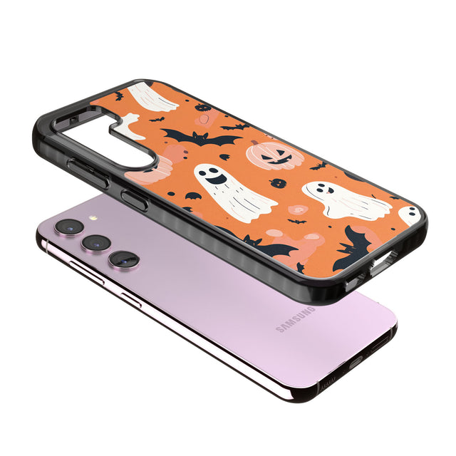 Orange Halloween Pattern Impact Phone Case for Samsung Galaxy S24, Samsung Galaxy S23, Samsung Galaxy S22